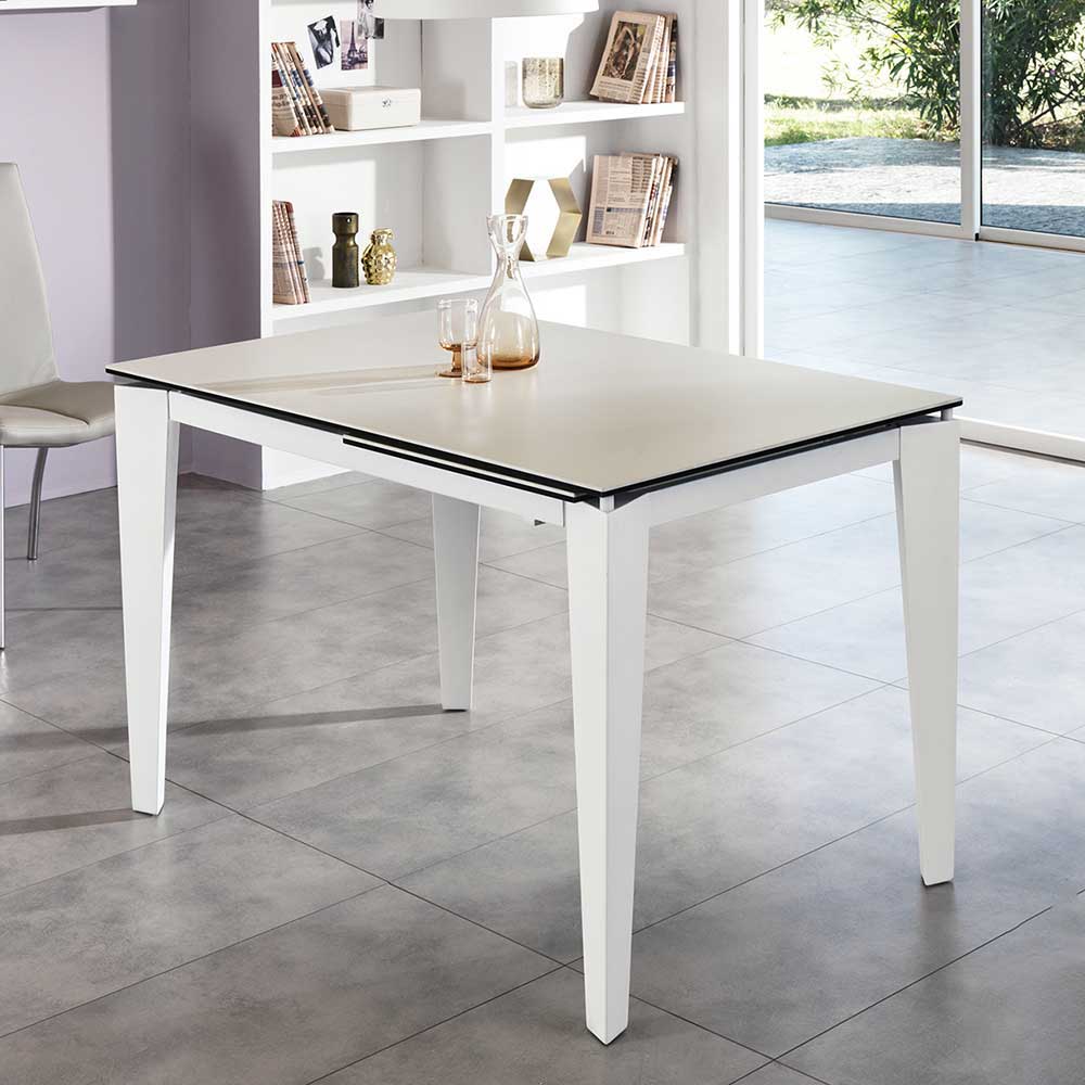 Basilicana Ausziehbarer Tisch in Weiß Glas modern