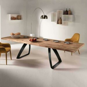 Basilicana Design Esstisch mit Baumkante aus Eiche verlängerbar