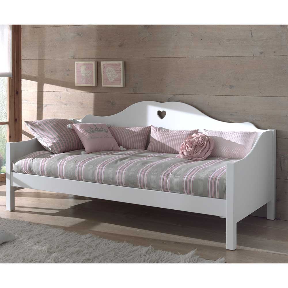 4Home Mädchenbett in Weiß Herzchen Design