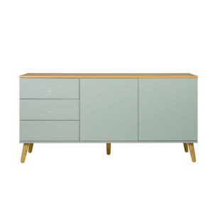 Doncosmo Wohnzimmer Sideboard in hellem Grün und Eiche furniert grifflos