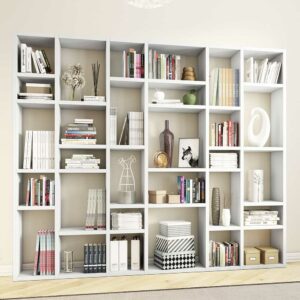 Star Möbel Hochglanz Wohnzimmerregal für Bücher Weiß