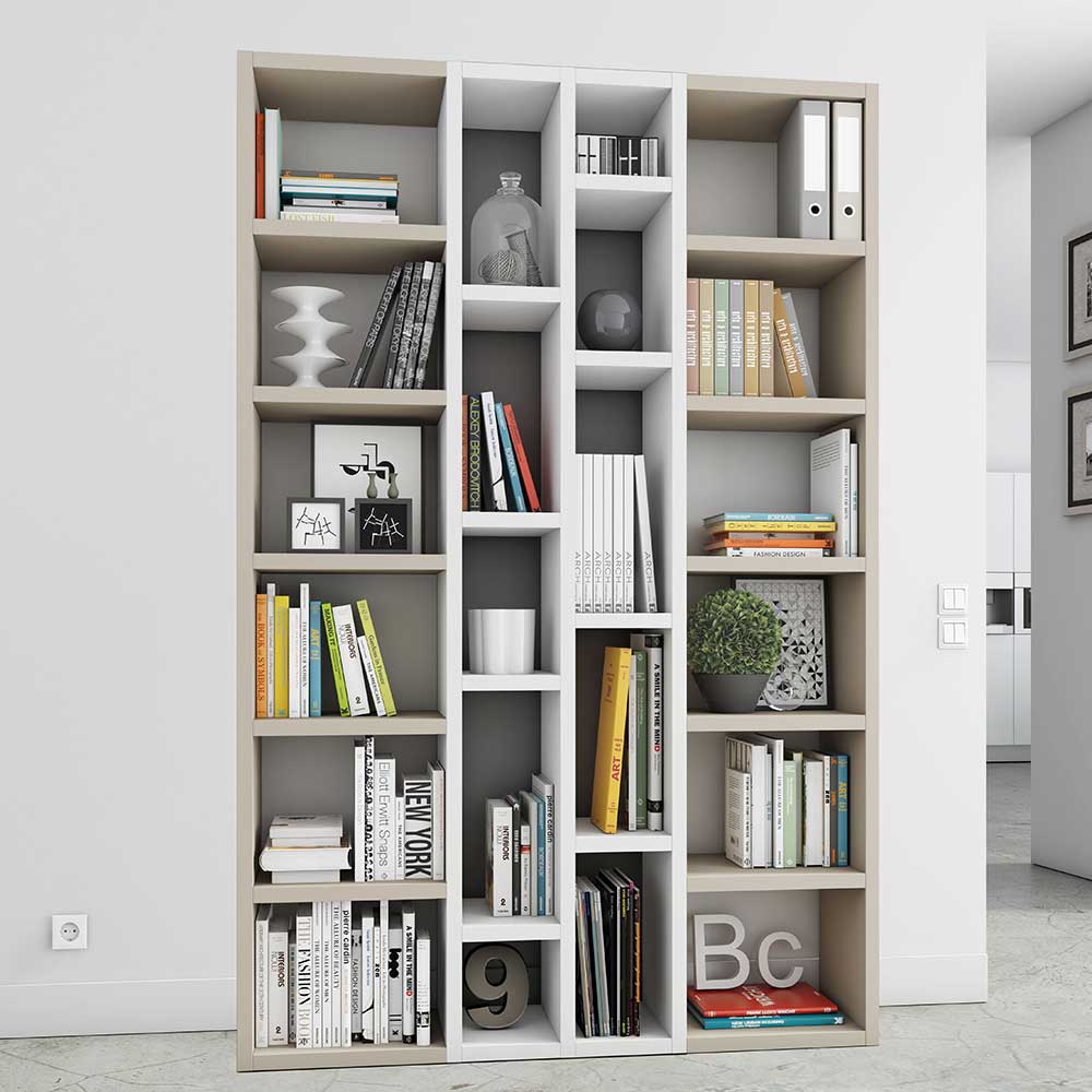 Star Möbel Wohnzimmerregal für Bücher Beige und Weiß