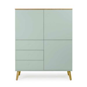 Doncosmo Highboard in hellem Grün und mit Eiche furniert grifflos