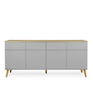 Doncosmo Wohnzimmer Sideboard in Grau und Eiche furniert grifflos