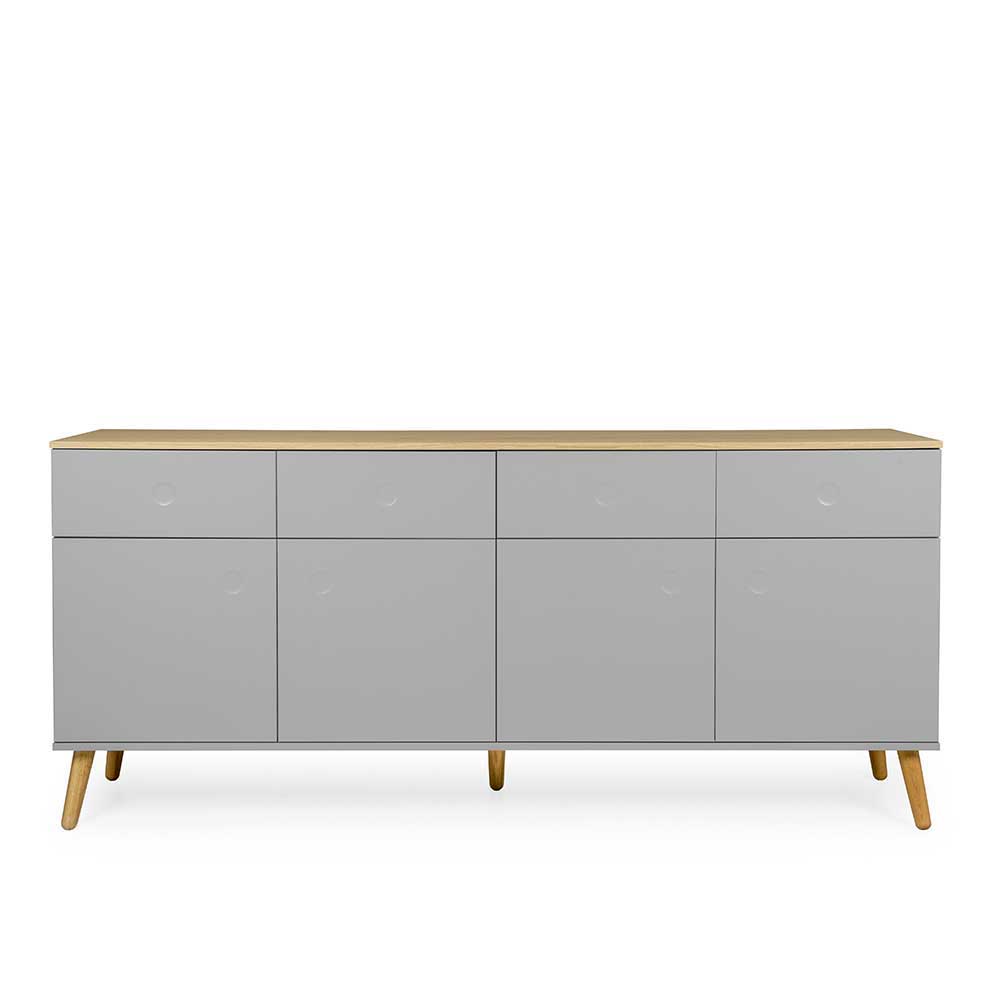 Doncosmo Wohnzimmer Sideboard in Grau und Eiche furniert grifflos