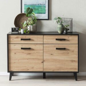 Natura Classico Kleines Sideboard in Wildeichefarben Schwarz