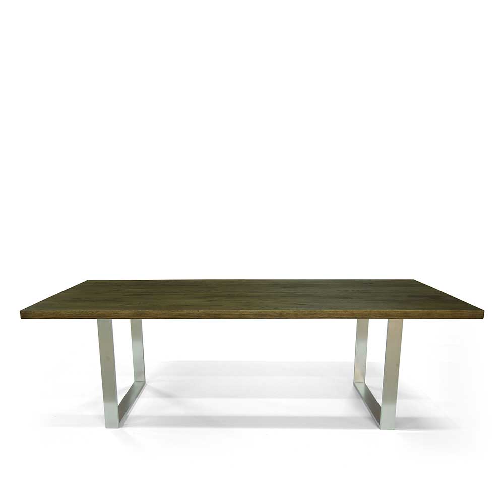 Natura Classico Esszimmer Tisch aus Eiche Massivholz und Edelstahl 75 cm hoch