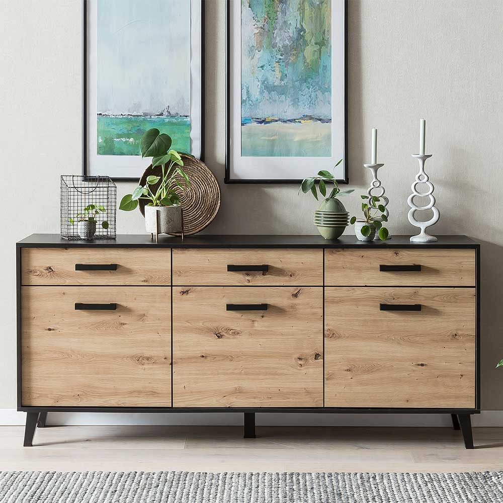 Natura Classico Großes Sideboard in Wildeichefarben Schwarz