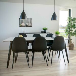 4Home Ausziehbare Essgruppe in Schwarz und Weiß Skandi Design (siebenteilig)