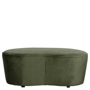 Basilicana Retro Hocker in Dunkelgrün Samt 75 cm Sitztiefe