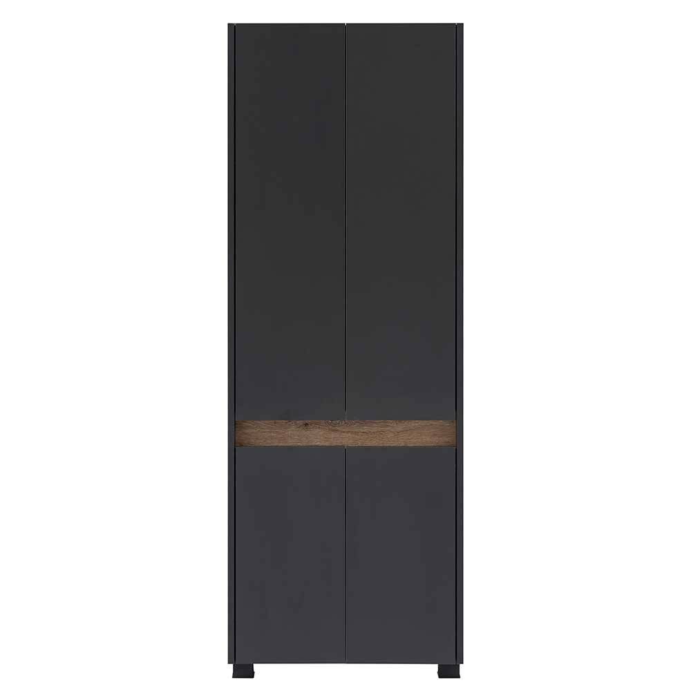 Basilicana Badezimmer Hochschrank in Anthrazit und Wildeiche Optik 165 cm hoch