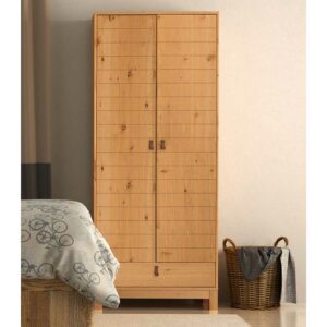 Möbel4Life Massivholzschrank in Kieferfarben 180 cm hoch - 75 cm breit