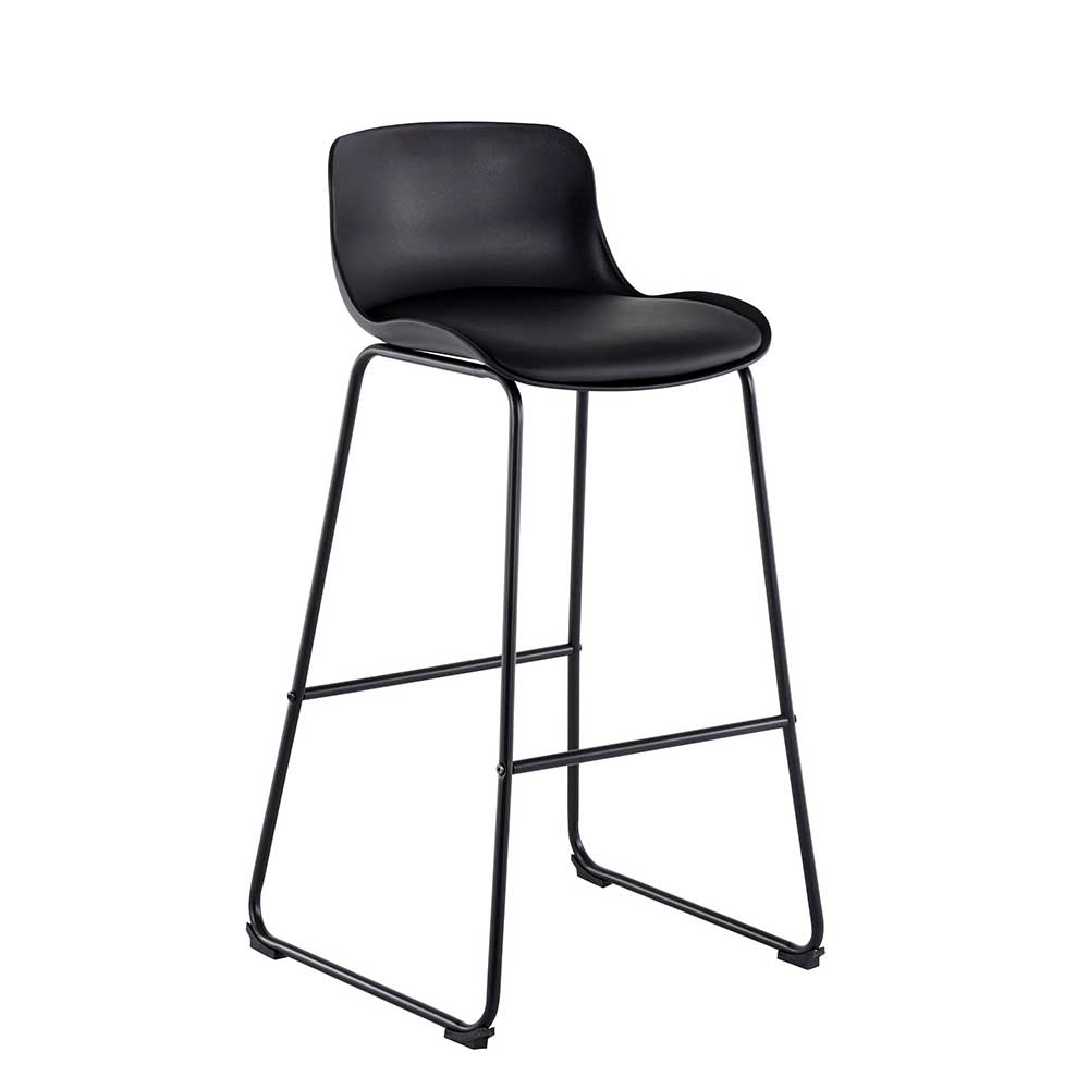 Möbel4Life Moderner Barhocker mit Schalensitz in Schwarz 75 cm Sitzhöhe (2er Set)