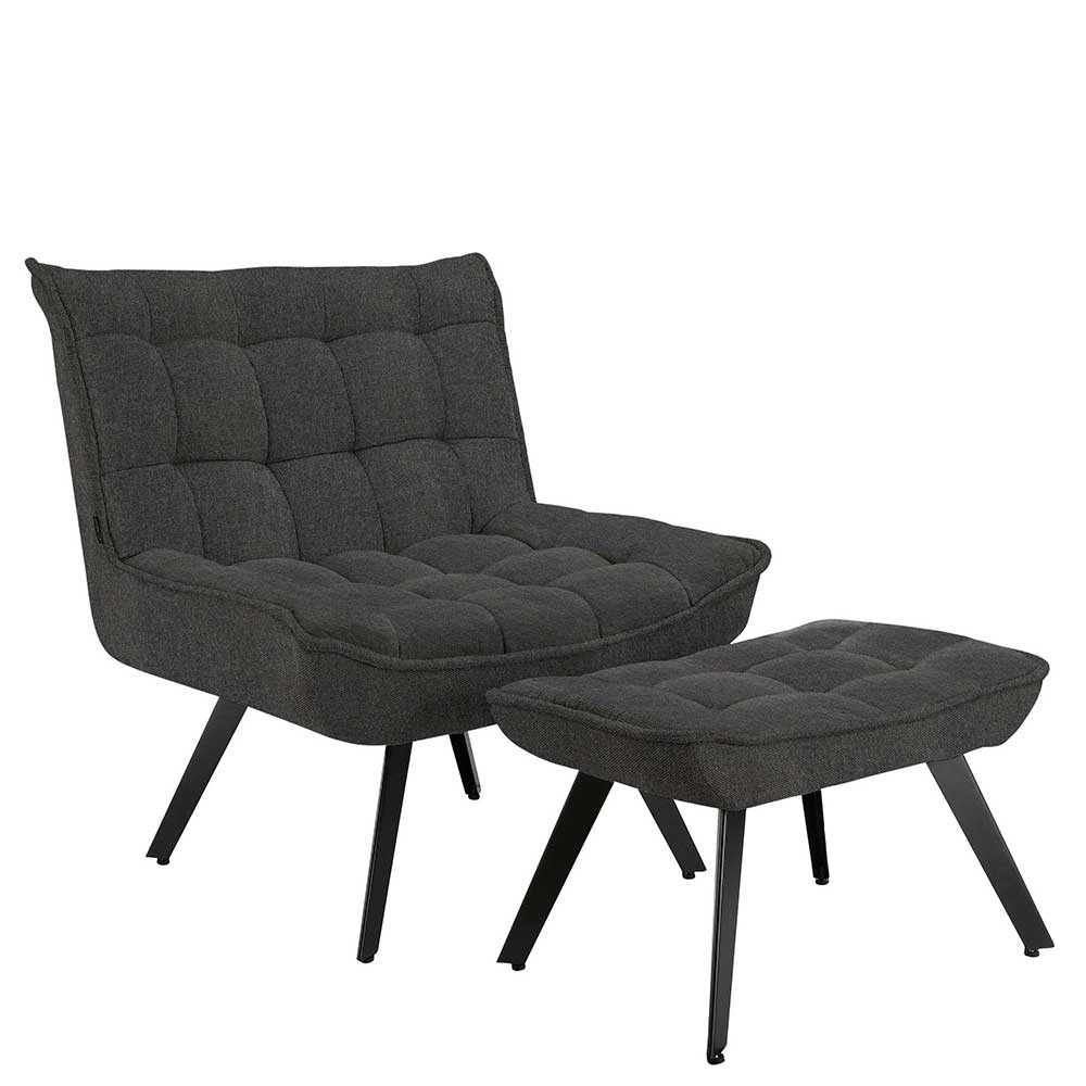 Möbel4Life Lounge Sessel in Anthrazit Webstoff Fußhocker (zweiteilig)