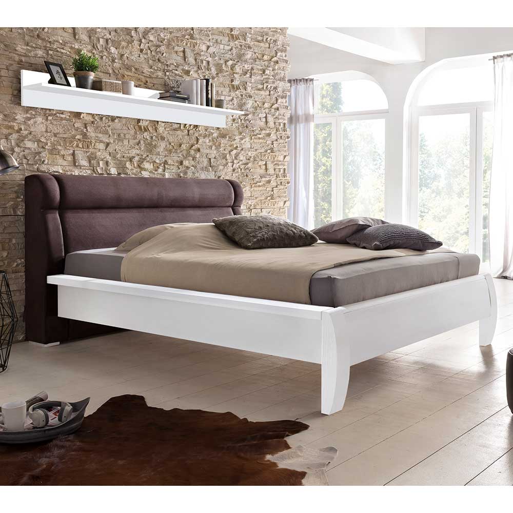 Nature Dream Doppelbett in Weiß und Dunkelbraun Polsterkopfteil