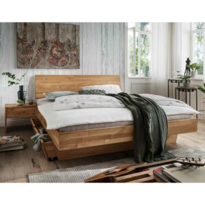 Life Meubles Wildeiche Bett mit Bettkasten 2 Nakos (dreiteilig)