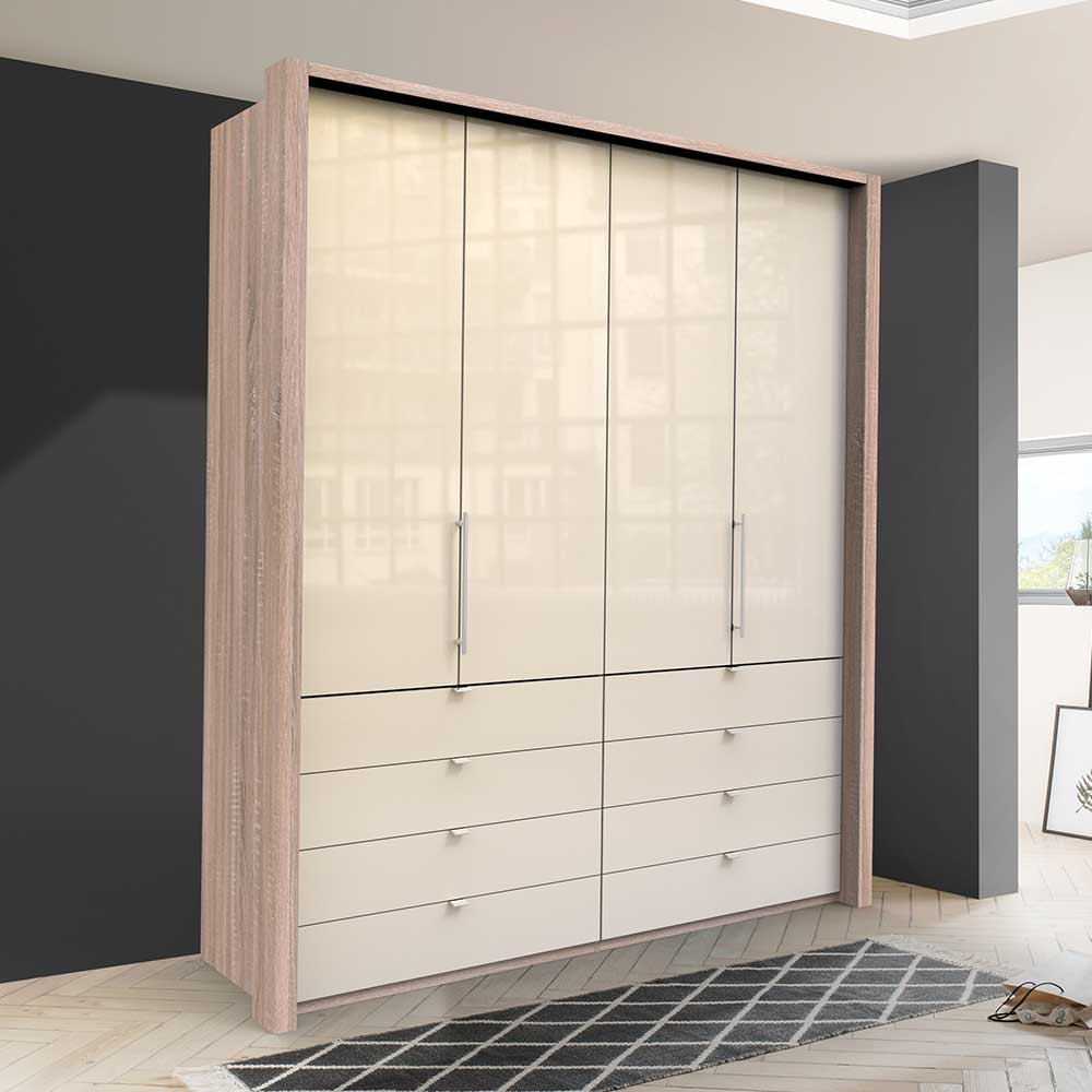 Franco Möbel Kompakter Kleiderschrank mit Falttüren und Schubladen modern