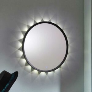Basilicana Runder Spiegel mit LED Beleuchtung Anthrazit