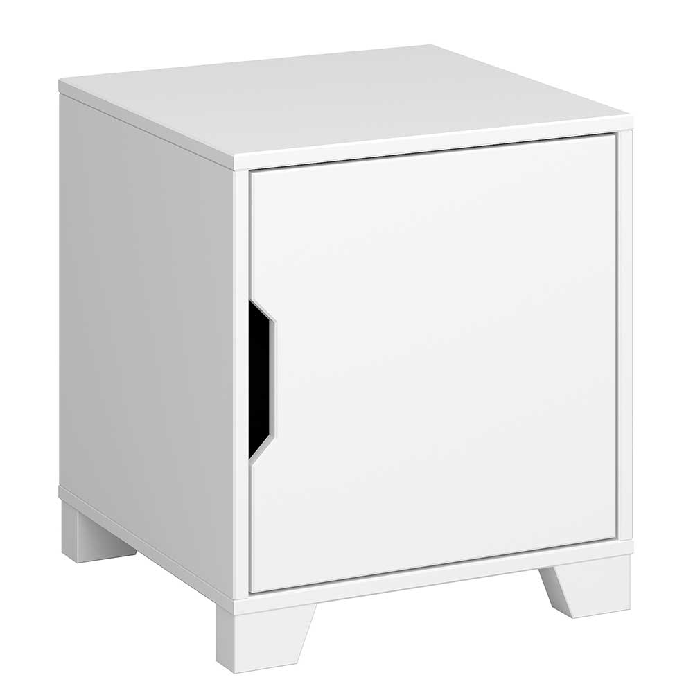 Möbel4Life Nachttisch Kommode in Weiß lackiert Skandi Design