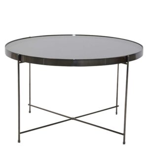 Möbel4Life Glas Tisch in Schwarz Stahl und Spiegelglas