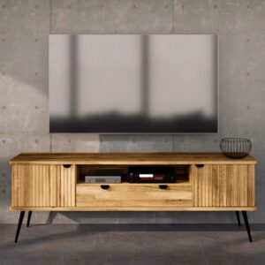 Basilicana TV Möbel Wildeiche modern mit Metallgestell 180 cm breit