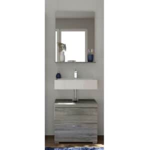 Möbel4Life Möbel für Gäste Toilette mit Spiegel Holzoptik Rauchgrau (zweiteilig)
