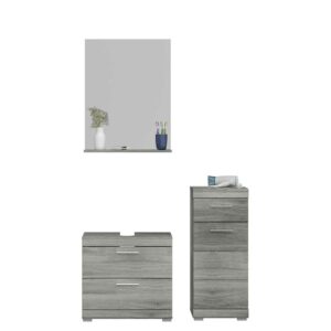 Möbel4Life Möbel für Gäste WC mit Spiegel Holzoptik Rauchgrau (dreiteilig)