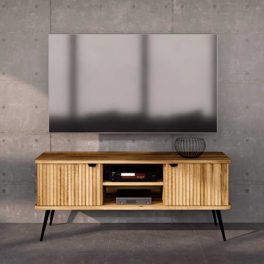 Basilicana Fernsehboard Wildeiche modern mit Massivholztüren 144 cm breit