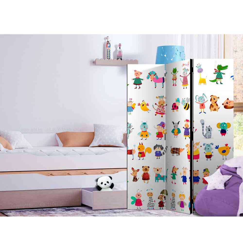 4Home Kinder Paravent mit Fantasy Tier Motiven 135 cm breit