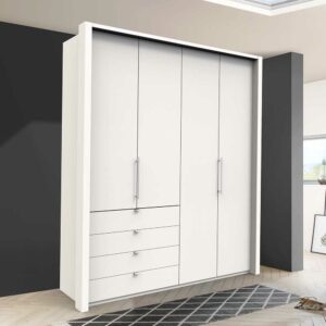 Franco Möbel Schlafzimmerkleiderschrank in Weiß zwei Falttüren
