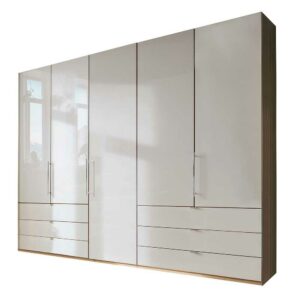 Franco Möbel Schlafzimmerschrank in Beige und Eiche Bianco 250 cm breit