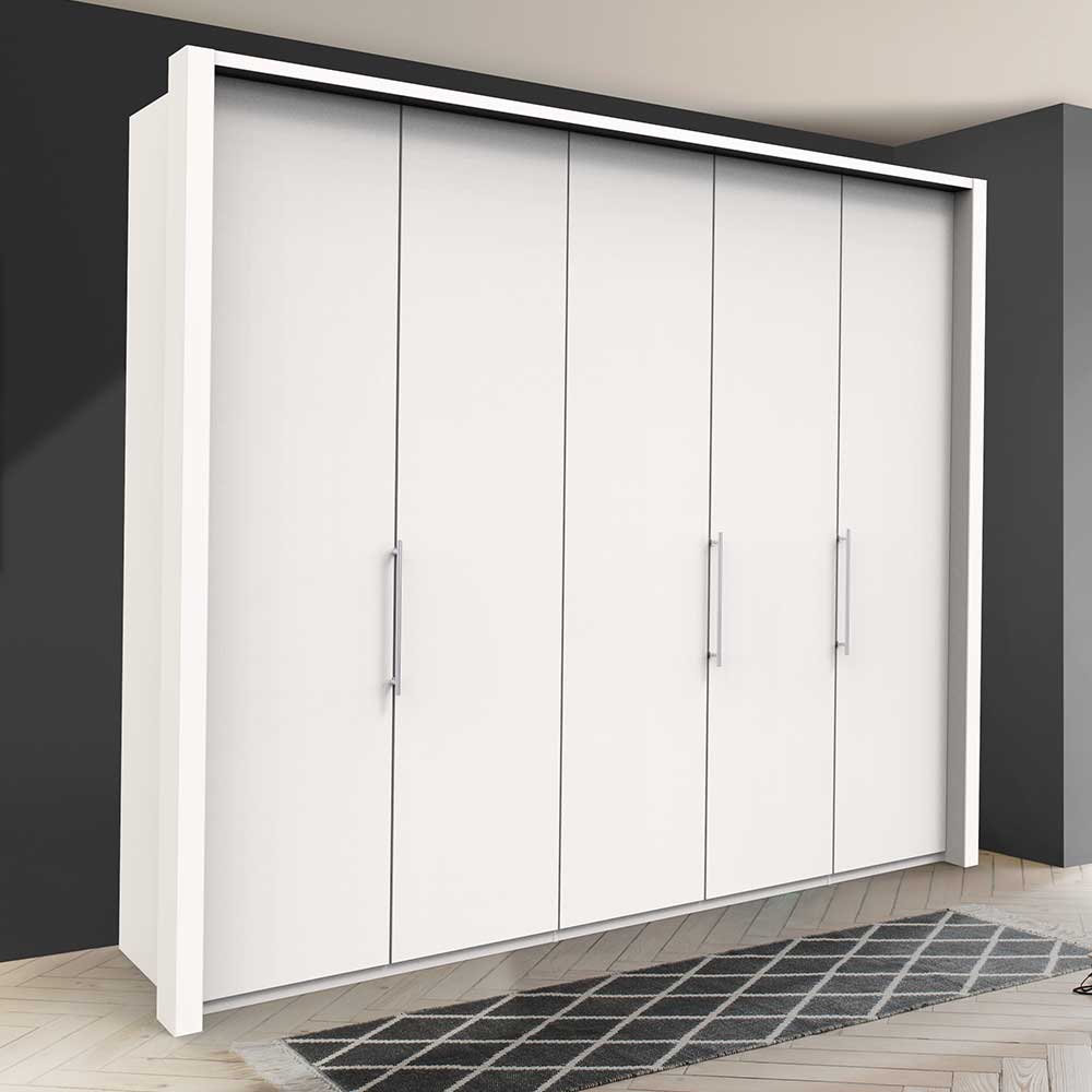 Franco Möbel Weißer Kleiderschrank mit 2 Falttüren und Tür modern