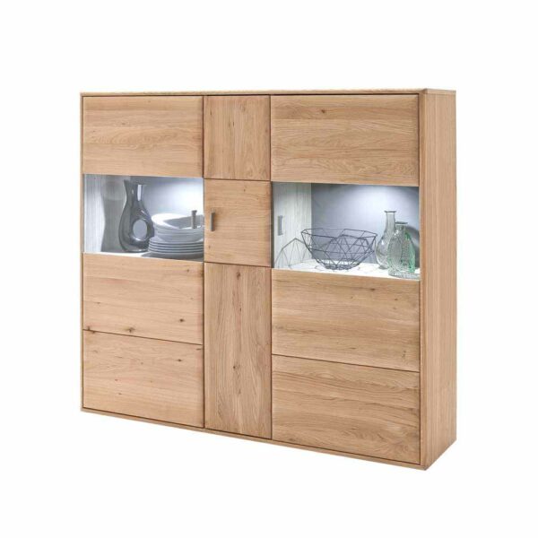 TopDesign Highboard aus Eiche hell geölt LED Beleuchtung