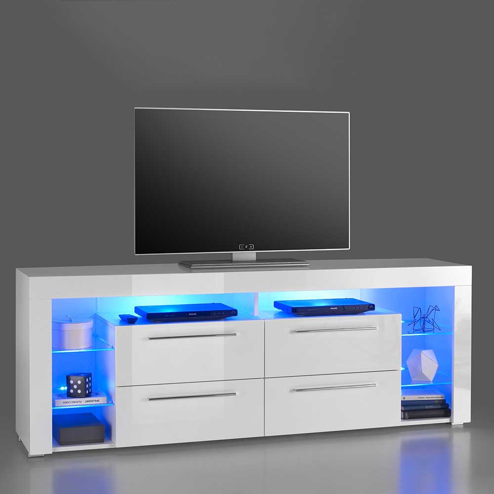 Möbel4Life TV Möbel mit LED Beleuchtung Hochglanz Weiß