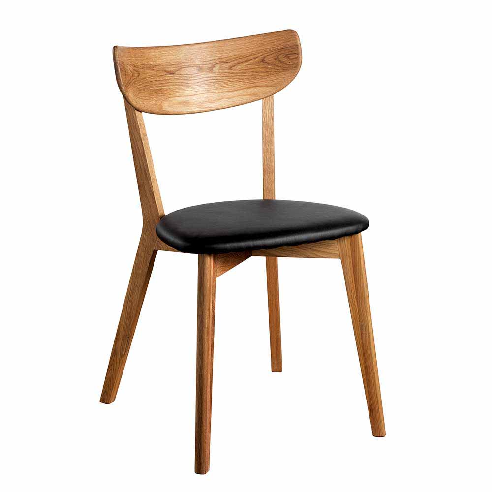 TopDesign Stuhl aus Eiche Massivholz Schwarz Kunstleder (2er Set)