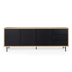 Doncosmo Wohnzimmer Sideboard in Schwarz und Eiche Griffe