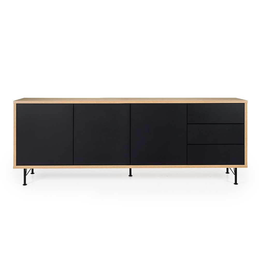 Doncosmo Wohnzimmer Sideboard in Schwarz und Eiche Griffe