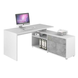 Müllermöbel Schreibtisch mit Regal Weiß Hellgrau