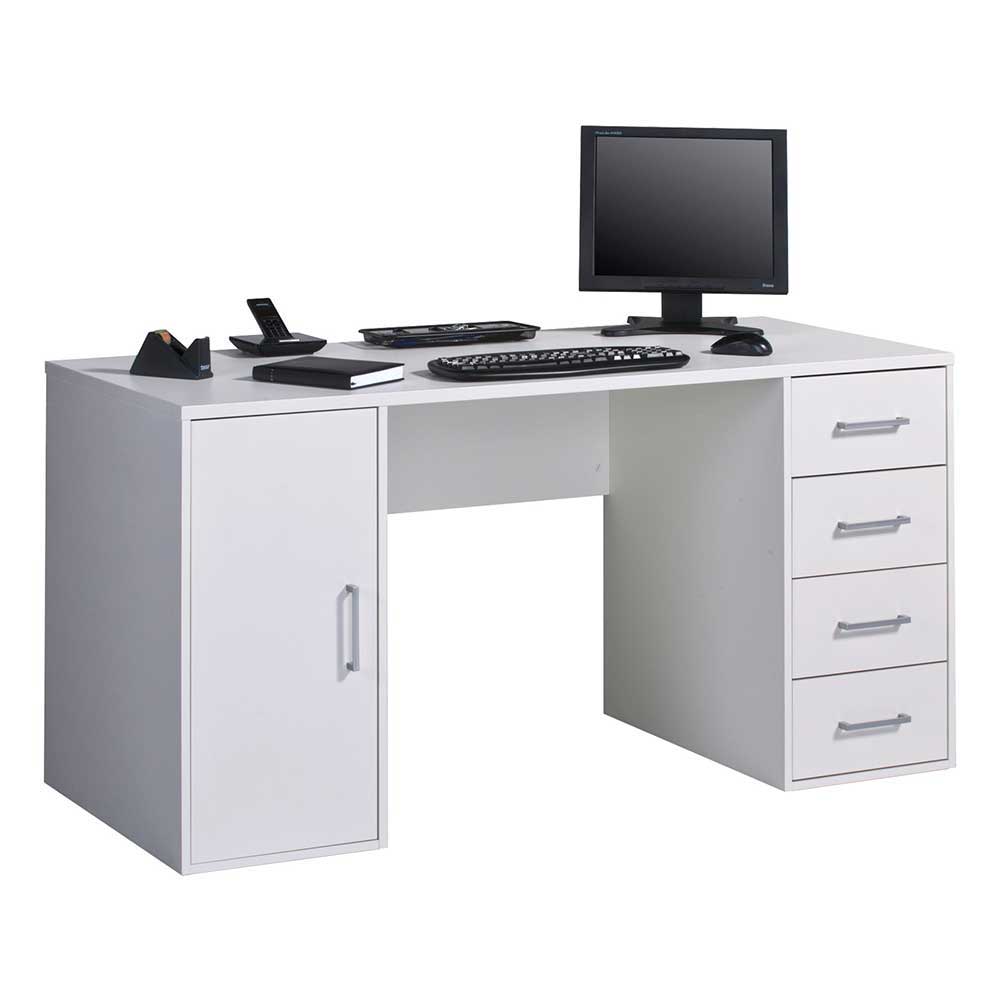 Müllermöbel PC Schreibtisch in Weiß 150 cm Breite