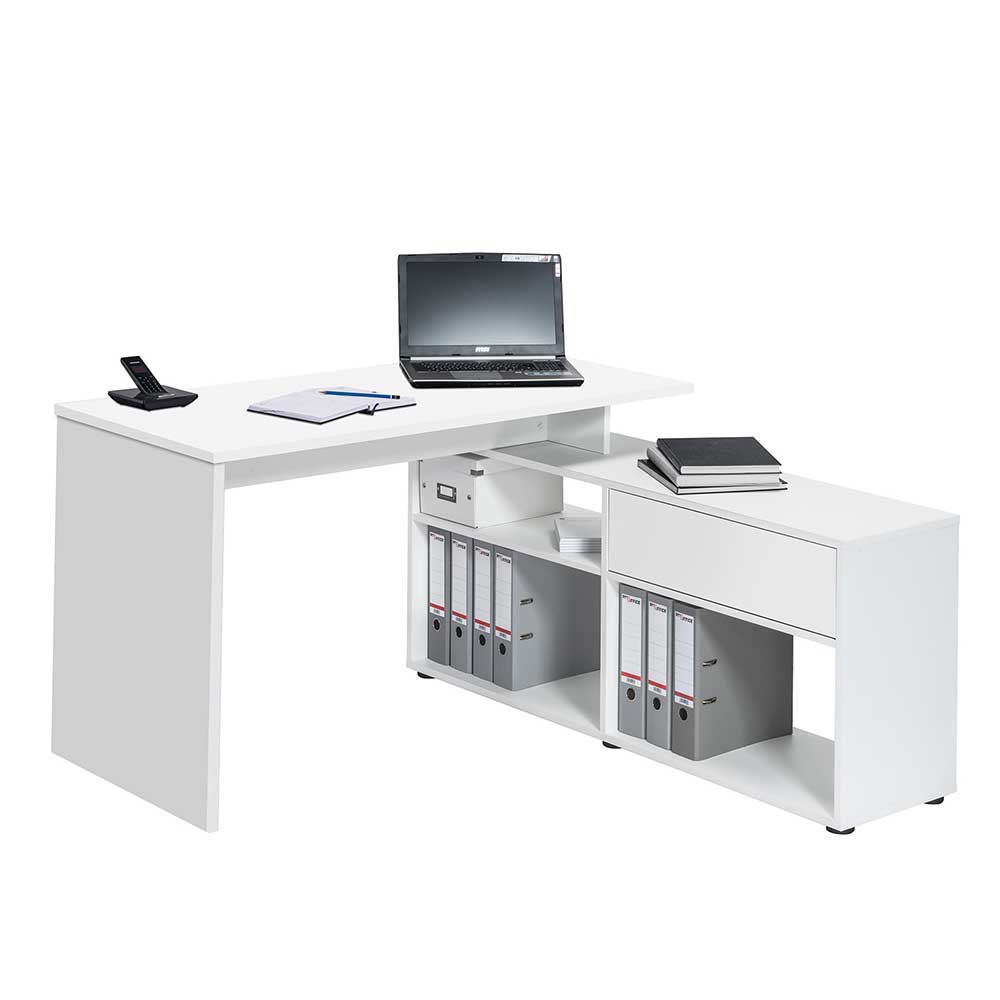Müllermöbel Schreibtisch mit seitlichem Regal Weiß