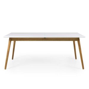 Doncosmo Ausziehbarer Tisch im skandinavischen Design Weiß und Eiche