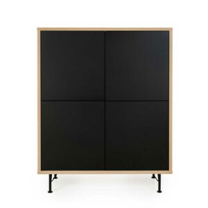 Doncosmo Design Sideboard in Schwarz und Eiche grifflos