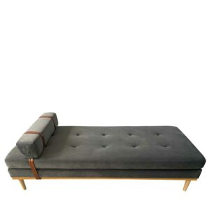 Rodario Retro Daybed mit Bezug aus Samt und Steppungen Grau