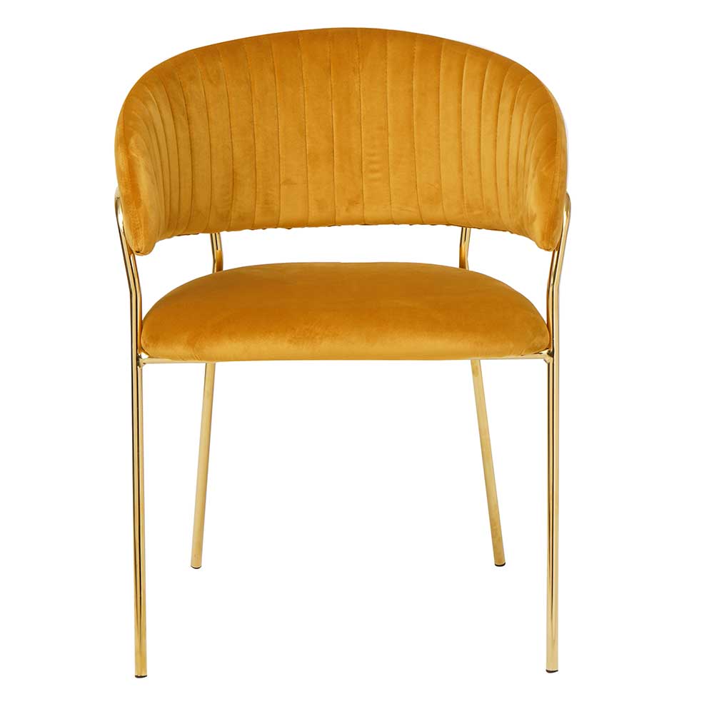 Rodario Samt Stuhl im Retrostil Goldfarben und Gelb