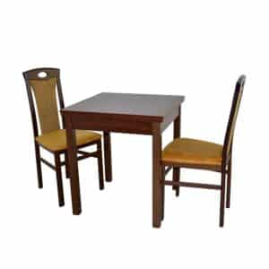 Möbel4Life Esszimmer Gruppe in Nussbaumfarben und Ocker Gelb Tisch ausziehbar (dreiteilig)