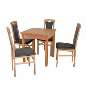 Möbel4Life Esszimmerkombination in Buchefarben und Anthrazit vier Stühle (fünfteilig)