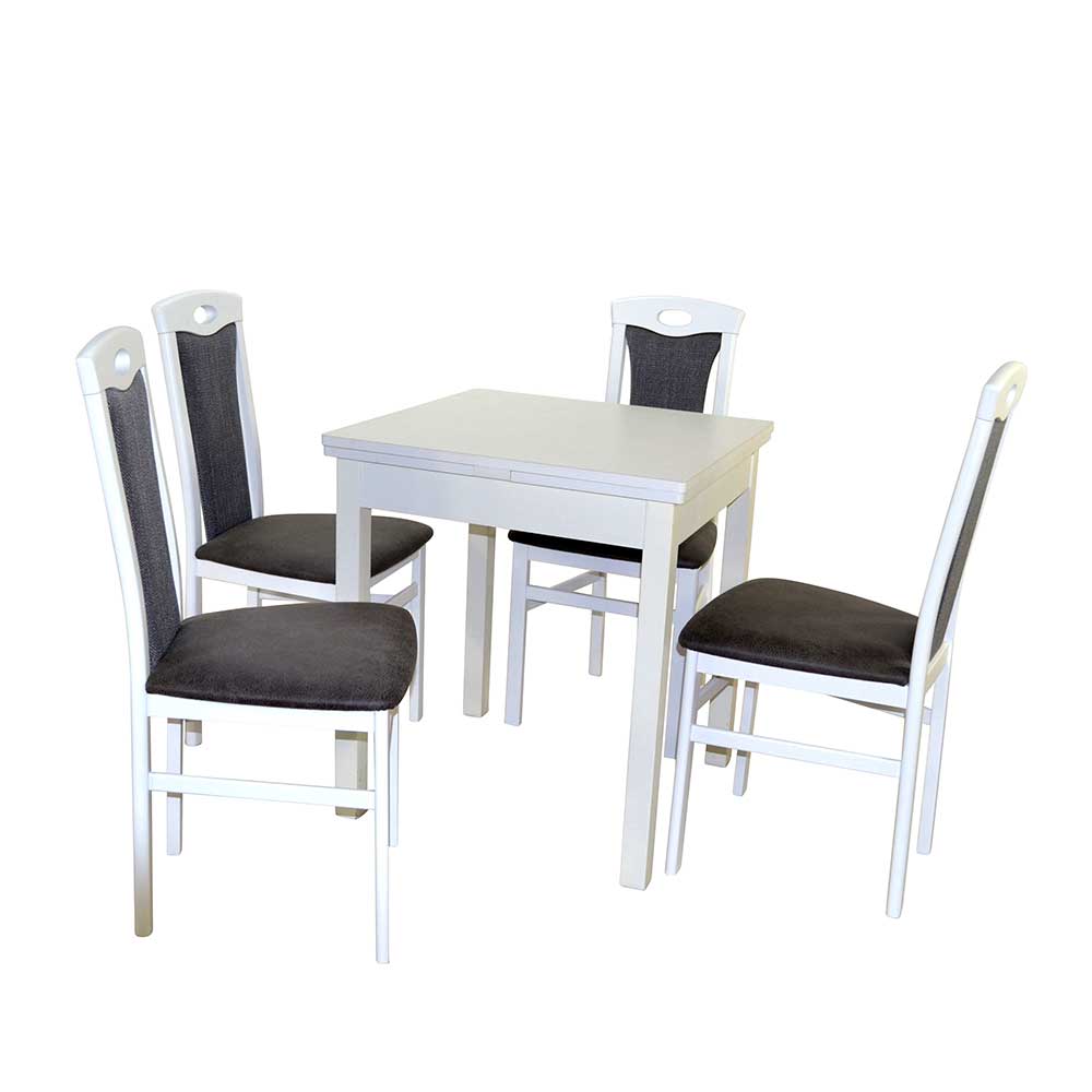 Möbel4Life Esszimmergruppe mit vier Sitzplätzen Weiß & Anthrazit (fünfteilig)