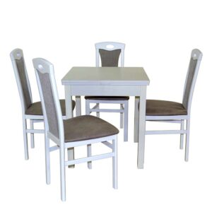 Möbel4Life 4 Personen Esstisch mit Stühlen Weiß und Hellgrau (fünfteilig)