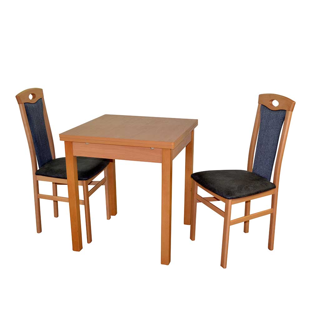 Möbel4Life Küchen Essgruppe in Buchefarben und Anthrazit zwei Stühle (dreiteilig)