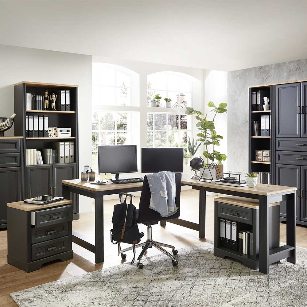 BestLivingHome Büromöbel Set mit Schreibtisch in Winkelform 2 Rollcontainer (dreiteilig)
